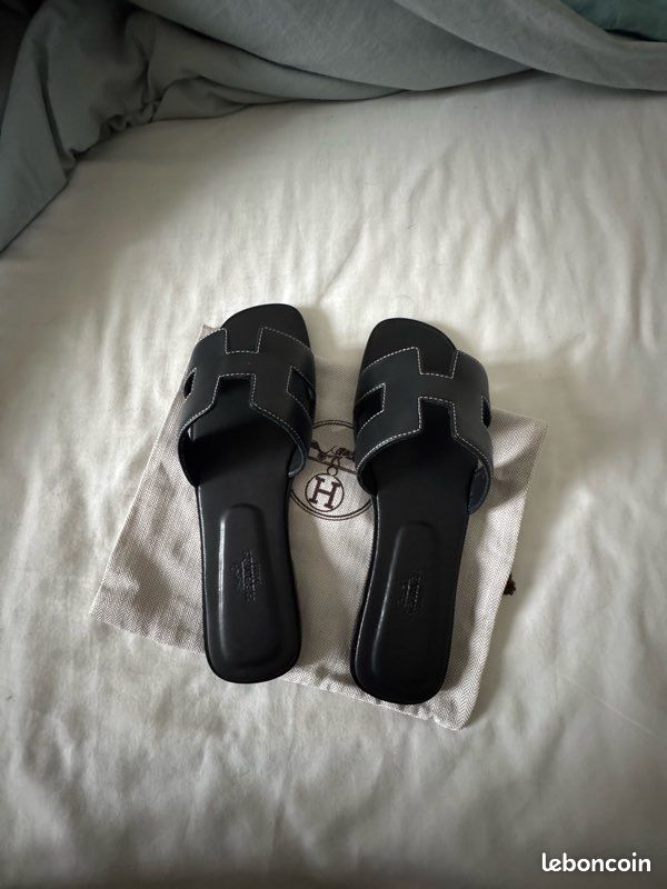 Sandale oran hermes noir Chaussures