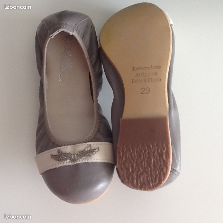 Ballerines reqins cuir - grises - p29 - neuves (image 3)