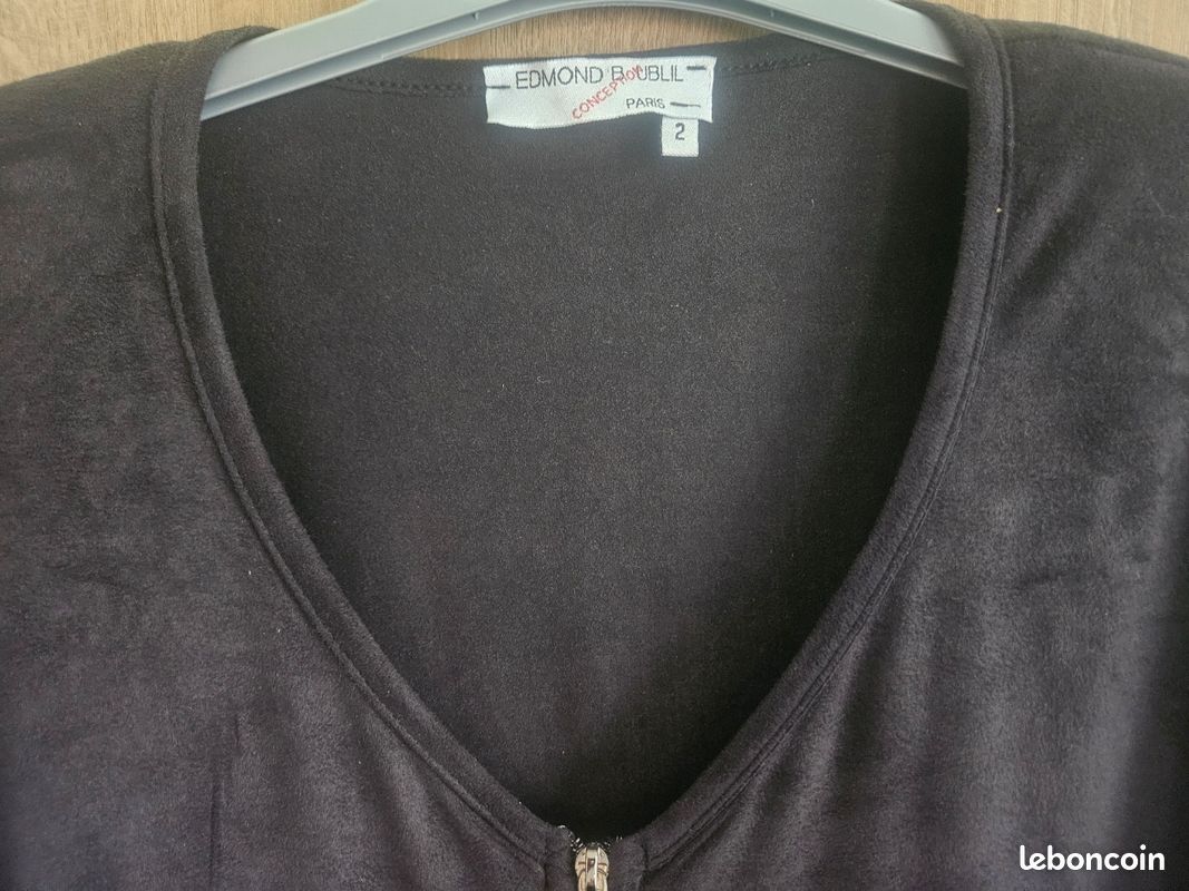 Superbe gilet femme Edmond Boublil taille 2 48-50 effet daim noir (alival) (image 2)
