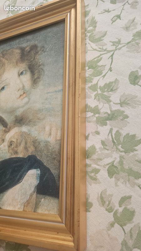 Cadre vintage "petite fille au chien" (image 4)