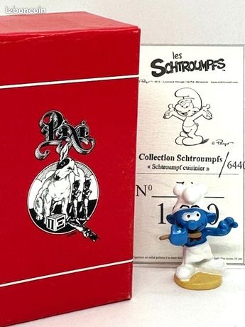ANCIENNE FIGURINE PVC Plastique Schtroumpf Cuisinier Patissier EUR 5,99