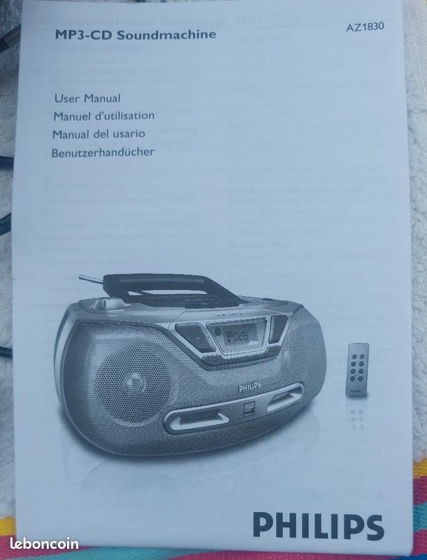 Chaîne portable PHILIPS AZ1830 – RADIO FM/MW + LECTEUR CD/MP3 + USB DIRECT – TÉLÉCOMMANDE – TRÈS BON ÉTAT (image 7)