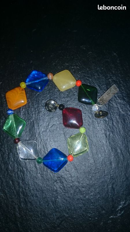 Bracelet marque Scooter multicolore perles losanges en pâte de verre (image 19)