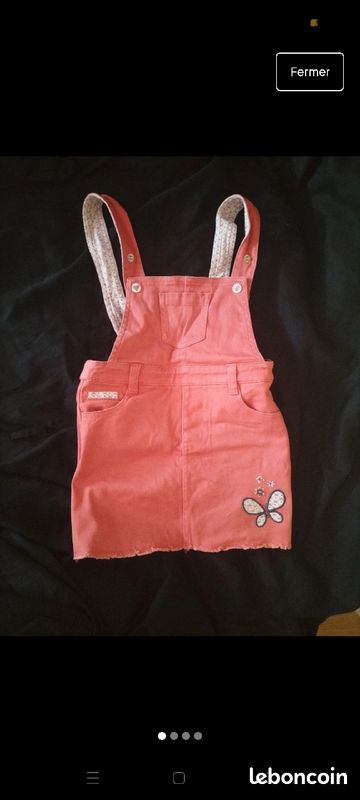Robe salopette en jean rose (image 1)