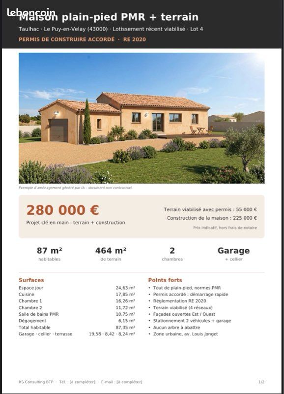 Maison 3 pièces 87 m² · au Puy-en-Velay · 87 m² · 280 000 €
