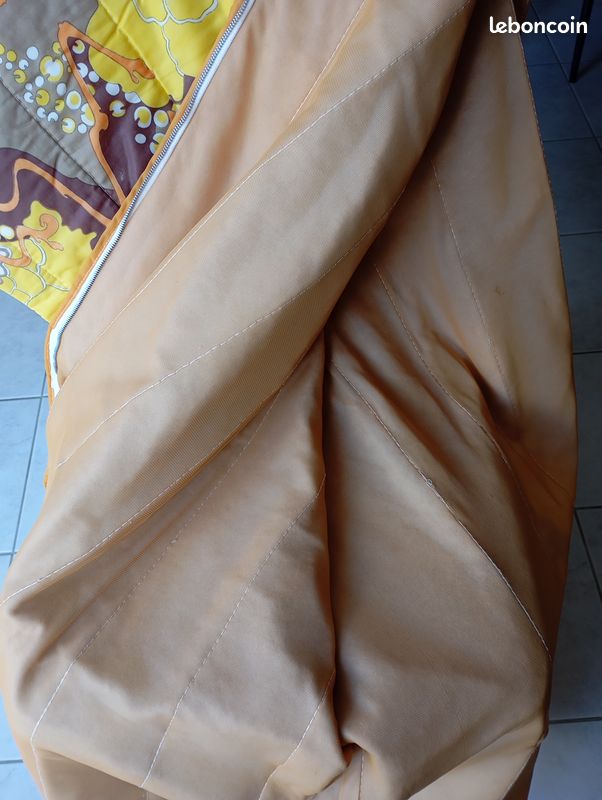Sac De Couchage Patchwork Vintage Années 60/70 Jaune émeraude - Motif Love & Peace