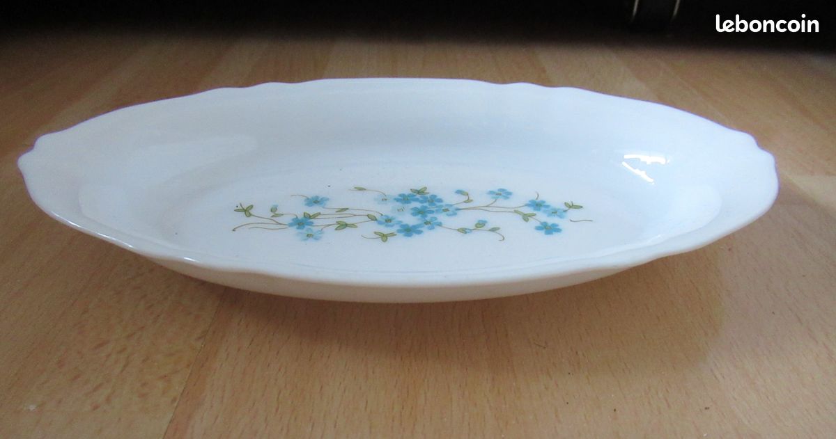 4 verres a eau Arcopal Veronica décor fleurs myosotis