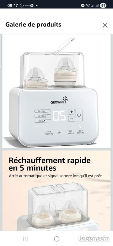 Chauffe Lait Température Constante KOSTTE Chauffe Biberon 7-en-1 - LCD 9,5" - Température Réglable - Stérilisation Vapeur - 24h Réchauffement Décongélation Température Constante