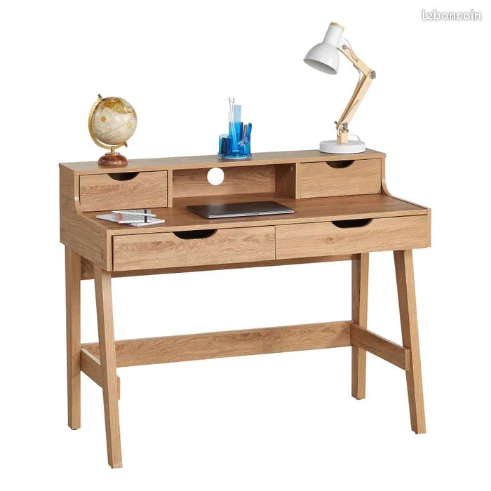 Bureau / Coiffeuse 4 tiroirs – comme neuf (6 mois) – imitation chêne (image 7)