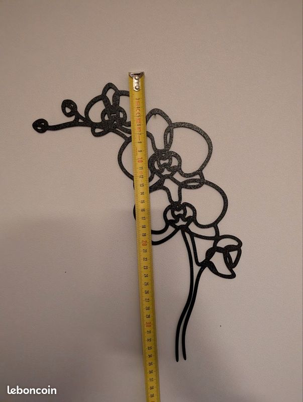 Décoration murale orchidée en fleur, PLA noir, impression 3D (image 3)