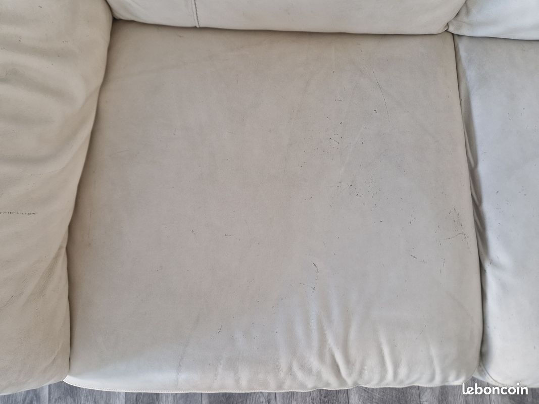 Canapé Ikea Vreta cuir blanc beige (image 4)