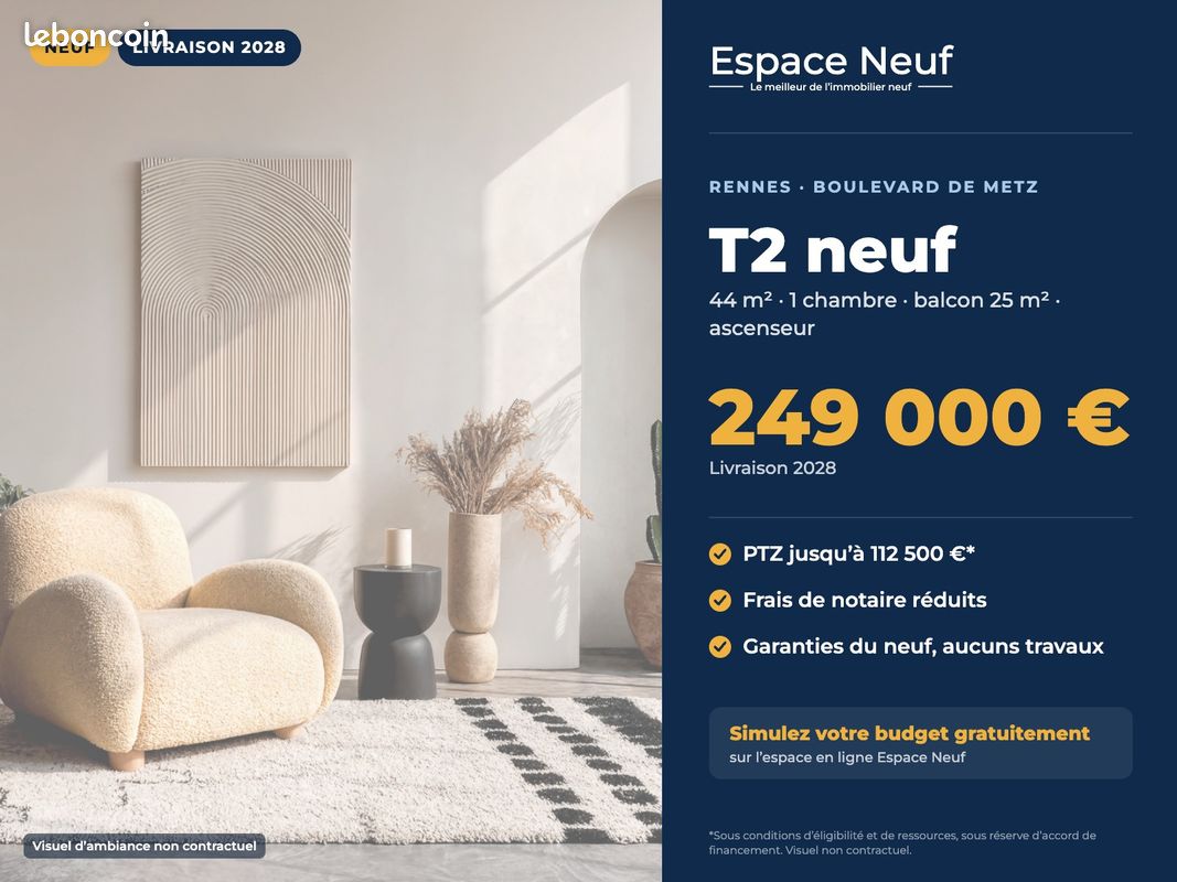 Appartement 2 pièces 42 m² · à Rennes · 42 m² · 249 000 €