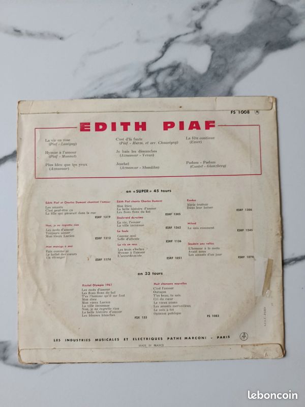 Vinyle 33T - Edith PIAF - La vie en rose (image 2)