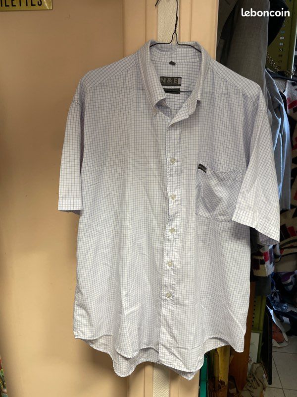 Chemise Homme Helix Manches Courtes, Boutonnée, Motifs à Carreaux, Avec Poches – XXL
