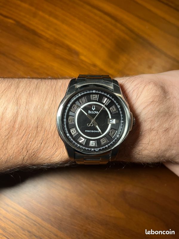 Montre neuve Bulova Homme bracelet Acier argent cadrant Noir