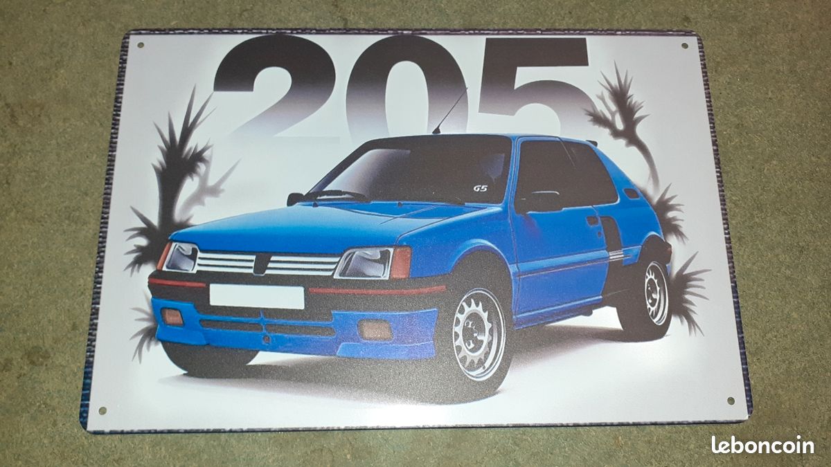 Plaque Déco Vintage Peugeot 205 GTI - Pour Garage Ou Atelier - PVC Neuf