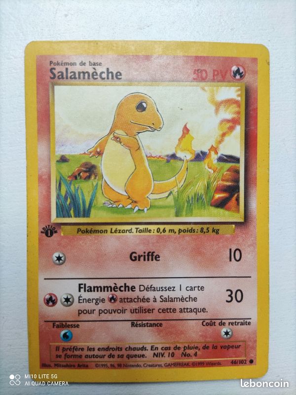Carte Pokémon Salamèche 1ère édition (image 1)