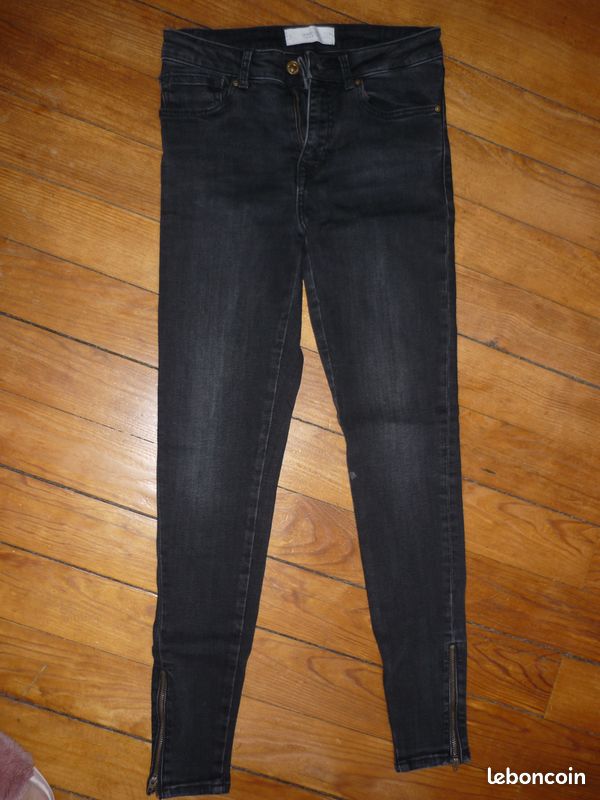 Jean noir à zip MANGO taille 36 (senora) (image 1)