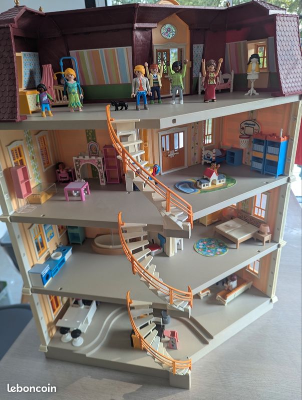 Playmobil tabouret jaune/bleu meuble maison ville lâche