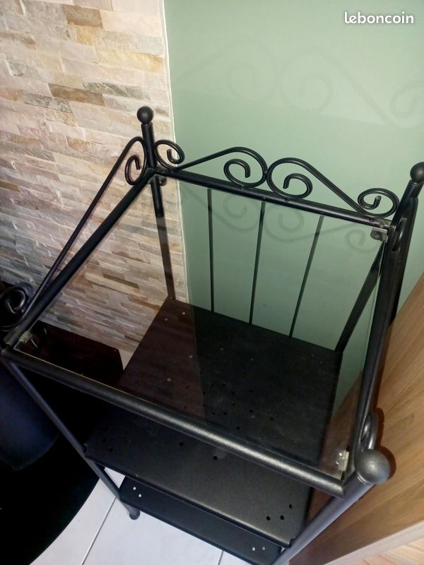 Etagère guéridon métal et verre (image 2)