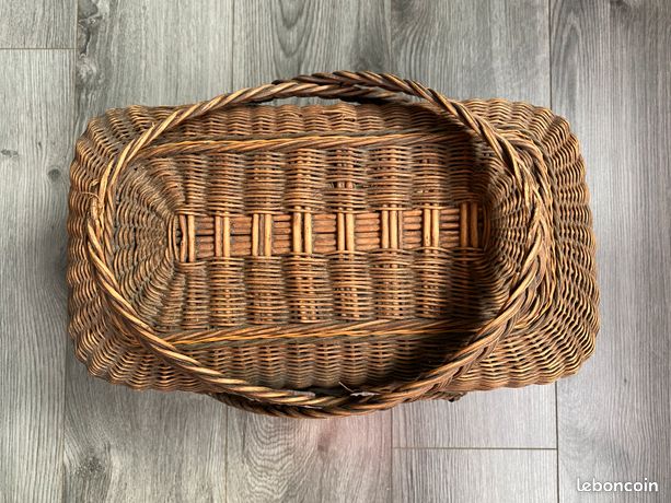 Panier De Pêche Ancien – Osier – Dimensions 43x30x23 Cm – Très Bon état