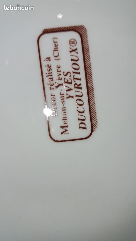Ancien Dessous De Plat Villeroy & Boch édition Mairie De Haspres – Céramique Et Bois Signé Yves Ducourtioux