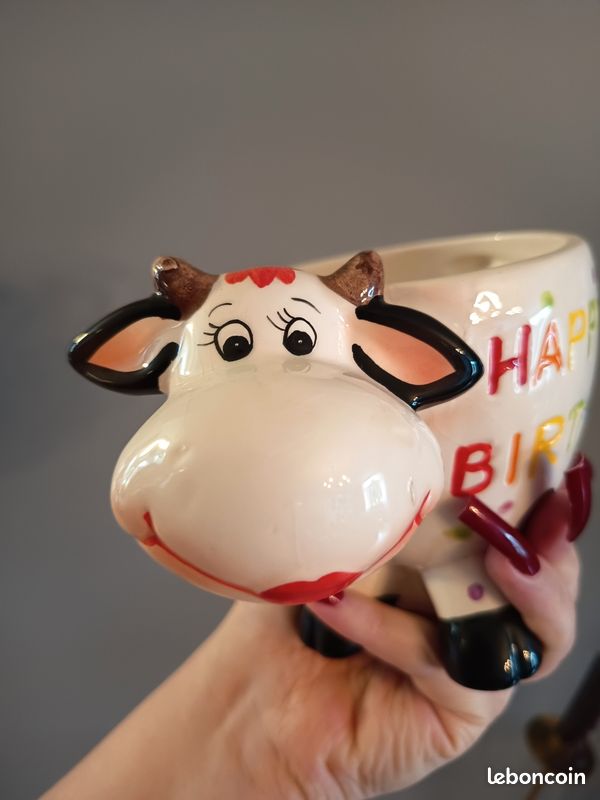 1 Tasse En Céramique Blanche De 284 Ml, Motif Vache, Motif