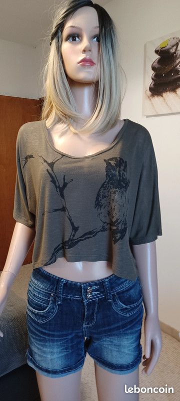 Blouse kaki & noire " Blend Collection" (image 1)