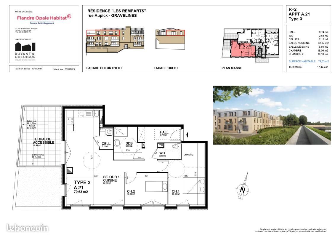 Appartement 3 pièces 79 m² · à Gravelines · 79 m² · 983 €/mois