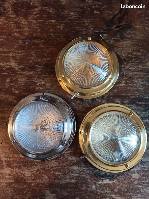 Plafonnier non encastrable inox et laiton (image 1)