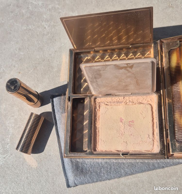 Poudrier De Sac - Métal Doré Avec Miroir - Neuf Sans étiquette