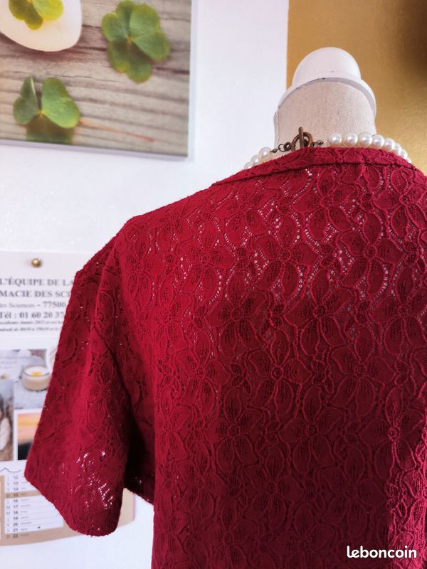 Haut rouge Etam vintage dentelle (image 7)