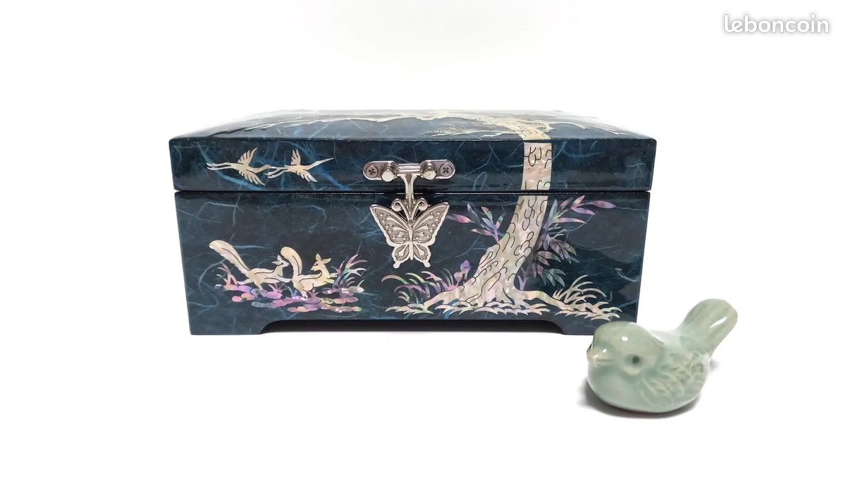 Boîte à bijoux en nacre, bleue (image 6)