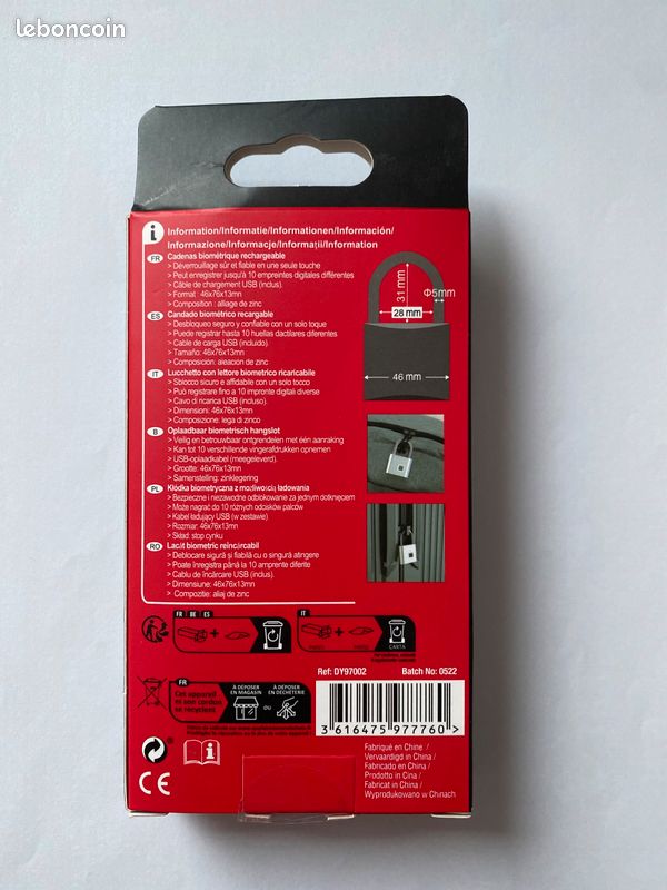 Cadenas biométrique rechargeable (image 2)