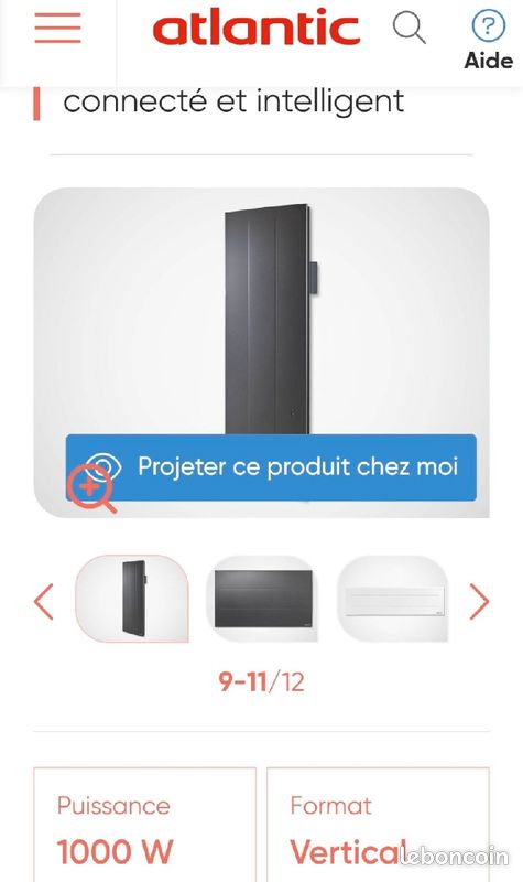 Lot de 2 radiateurs électriques Atlantic Oniris 1500W et 1000W (image 3)