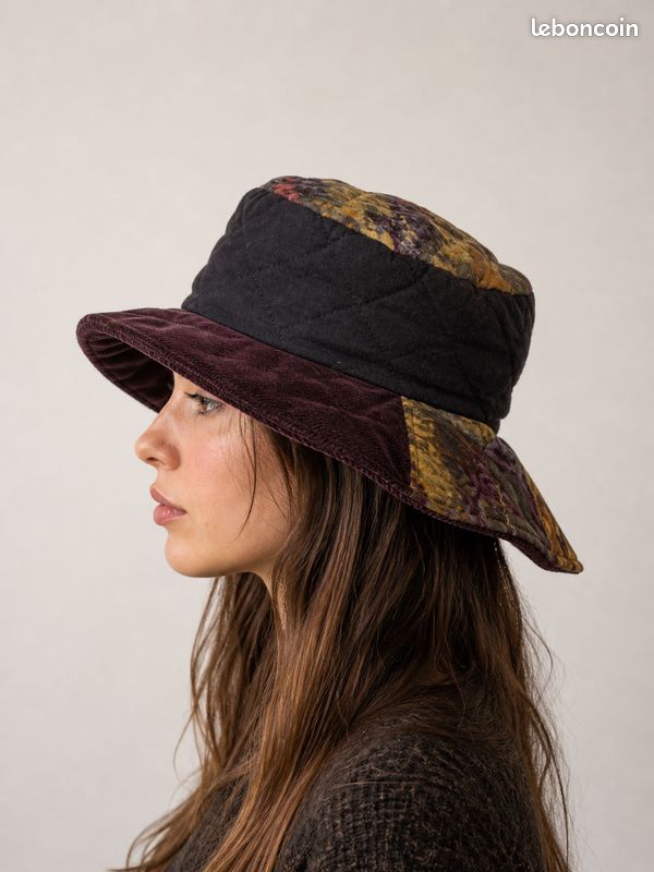 Chapeau bob patchwork tissu et velours côtelé – taille S - Accessoires ...