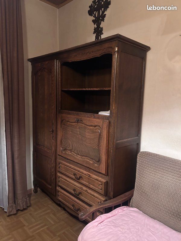 Meuble Secrétaire / Bureau en chêne massif style Louis XV (image 2)