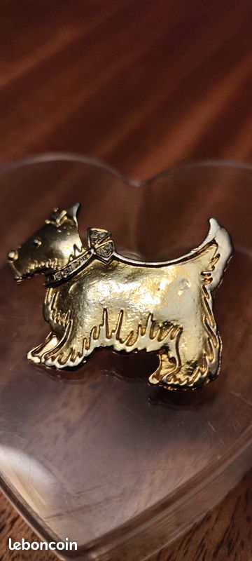 Broche vintage en plastique pour chien scottish - broche deux chiens scottish lucite - France
