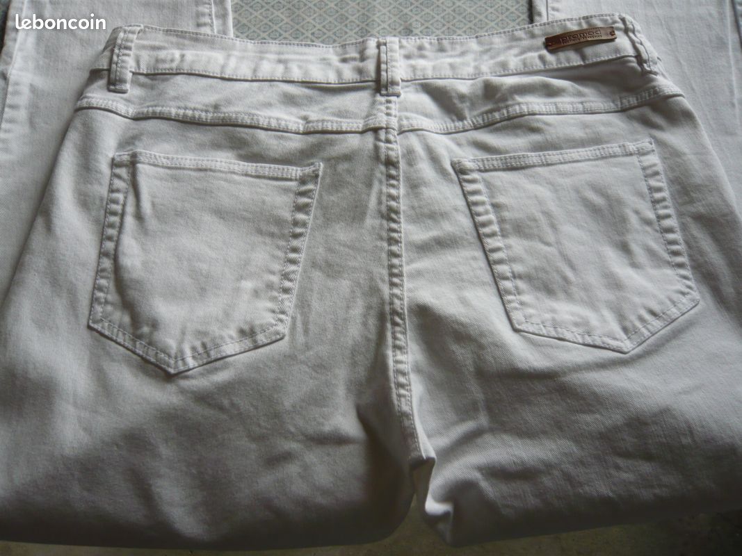 Pantalon femme blanc, PROMOD, Taille 40, tbe (image 4)