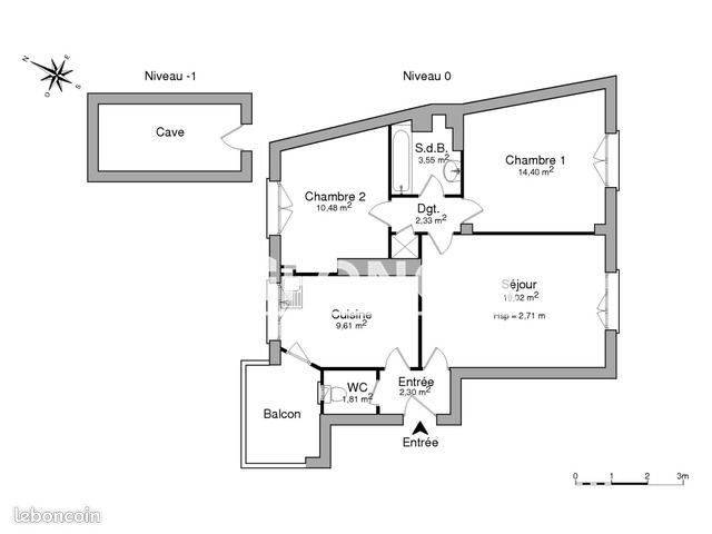 Appartement 3 pièces 63 m² · à Strasbourg · 63 m² · 1 090 €