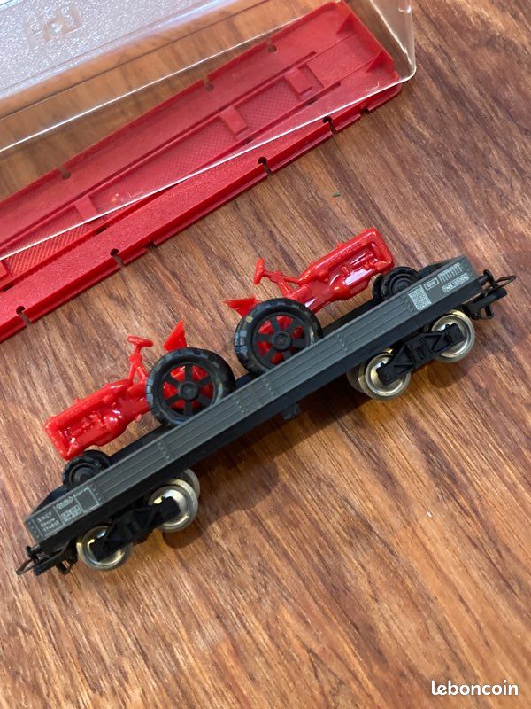 JOUEF 6520 HO WAGON PLAT A BOGIES T.P. AVEC 2 TRACTEURS BOITE D'ORIGINE