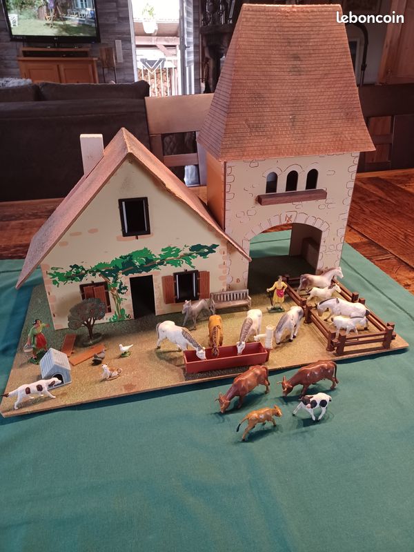 Ancienne ferme en bois avec animaux - années 60 (Gebraucht) in
