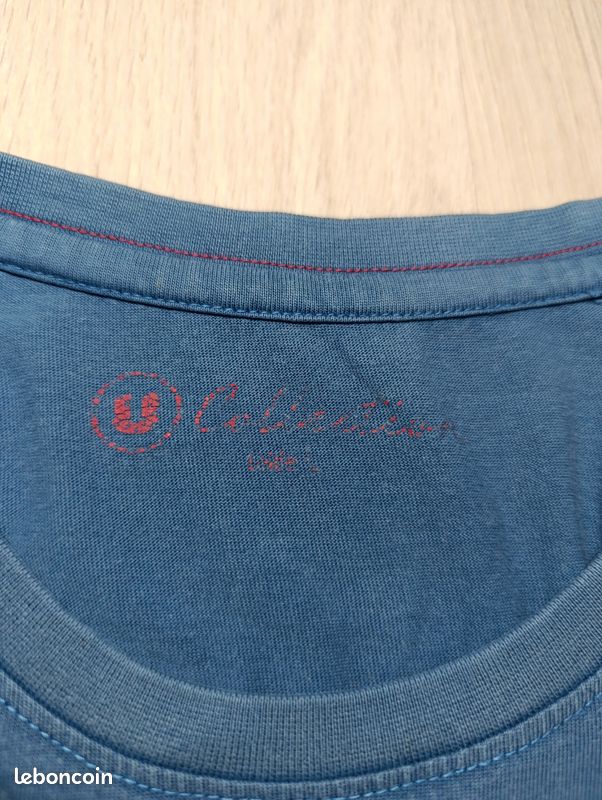T-Shirt Homme Bleu Effet Délavé Imprimé Voyage - Taille M (image 2)