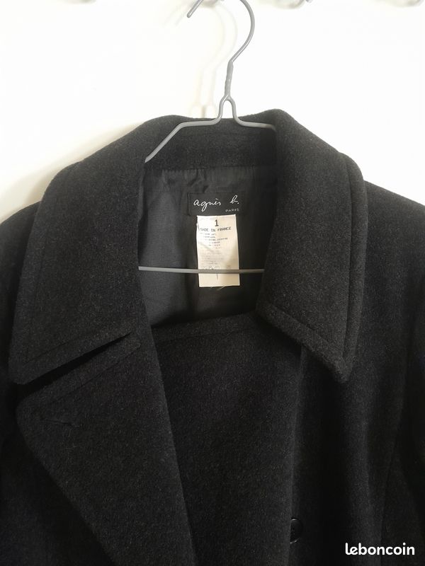 Manteau laine/cashmere long gris Agnes b T 38 (image 3)