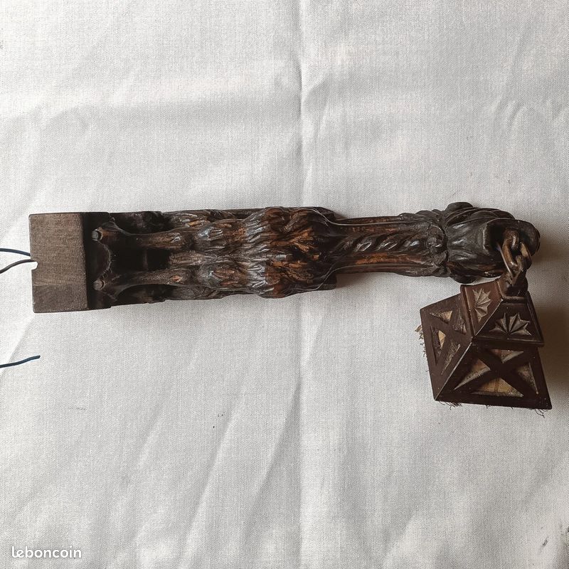 Applique D'Angle En Bois Sculpté Vintage - Motif Corbeau - Décoration Murale Ou Meuble - 12x6 Cm