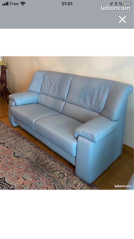Canapé et fauteuil Stressless cuir bleu (image 2)