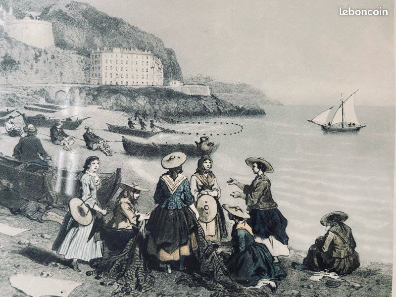 Gravure ancienne Nice - Vue du port - Reclus 19e