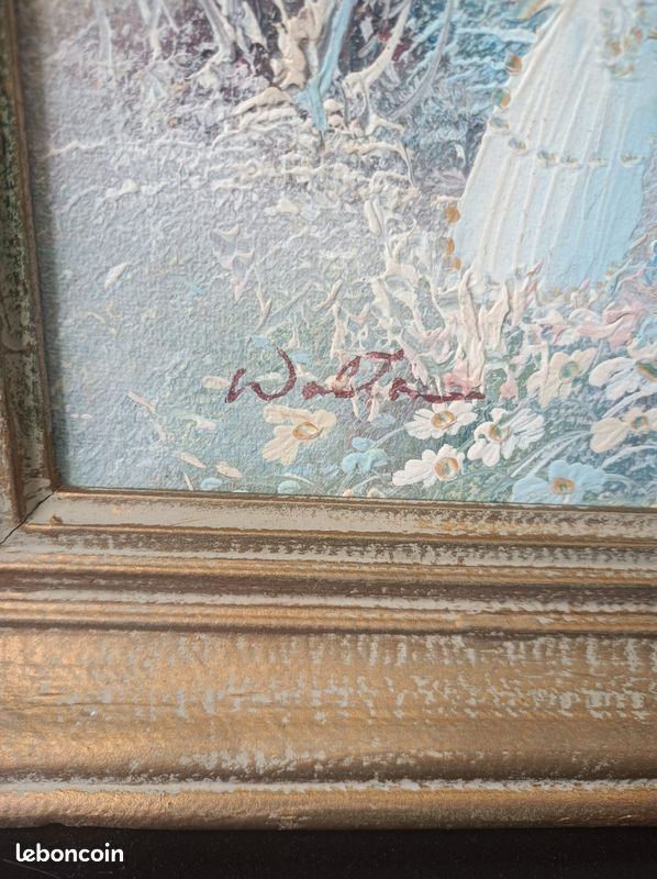 Tableau signé femme à vl'ombrelle (image 3)