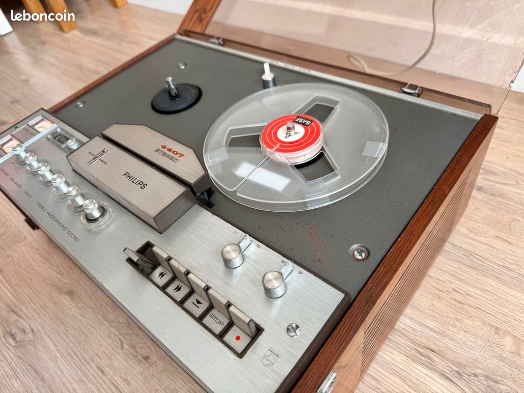 Magnétophone à Bande Philips 4408 (Allemagne) – Pour Pièces / Réparation – Avec Capot, Notices Et Bobines