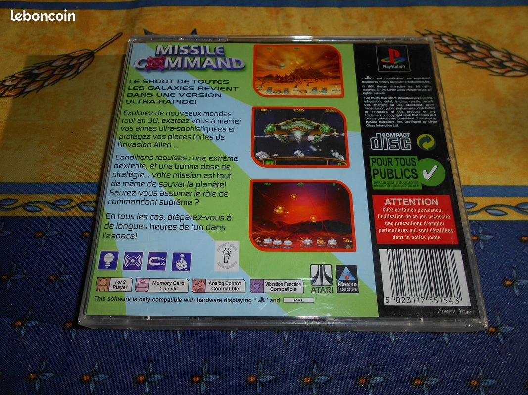 Jeu PlayStation 1 Missile Command - Bon état - Version PAL - Année 2000